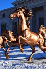 Copper sculpture of a horse racing - in Astana, Kazakhstan