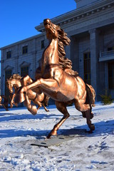 Copper sculpture of a horse racing - in Astana, Kazakhstan