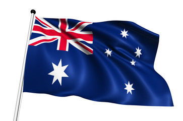 Australia flag with fabric structure on white background