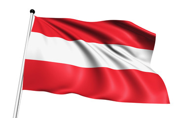Fototapeta na wymiar Austria flag with fabric structure on white background