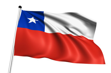 Fototapeta na wymiar Chile flag with fabric structure on white background