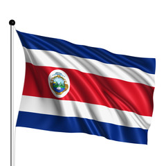 Costa Rica flag with fabric structure on white background