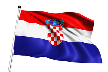 Croatia flag with fabric structure on white background