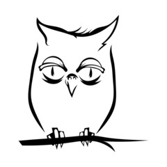 Owl on a branch isolated. Vector illustration.