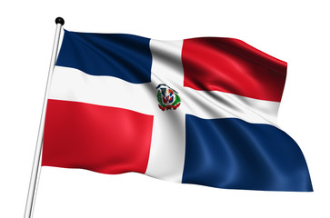 Fototapeta na wymiar Dominican Republic flag with fabric structure