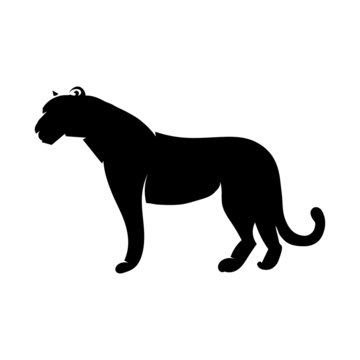 The black silhouette of a tiger profile. Isolated. Vector illust