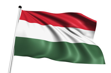 Fototapeta na wymiar Hungary flag with fabric structure on white background