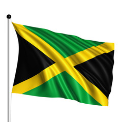 Jamaica flag with fabric structure on white background