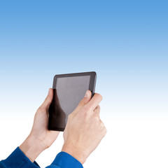 hands with mobile tablet