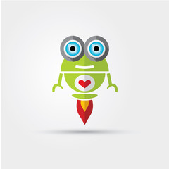 Cartoon Character Cute green Robot