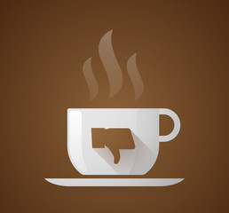 Coffee cup with a thumb hand