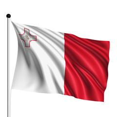 Malta flag with fabric structure on white background