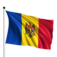 Moldova flag with fabric structure on white background