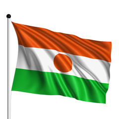 Niger flag with fabric structure on white background