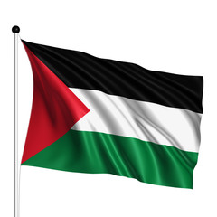 Palestine flag with fabric structure on white background