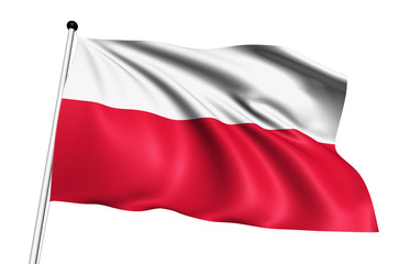 Fototapeta na wymiar Poland flag with fabric structure on white background