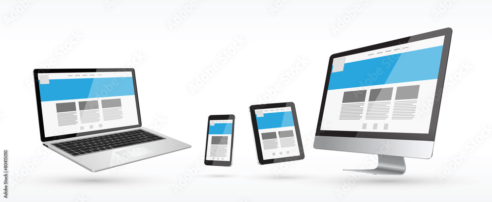 Poster modern digital tech device on white background