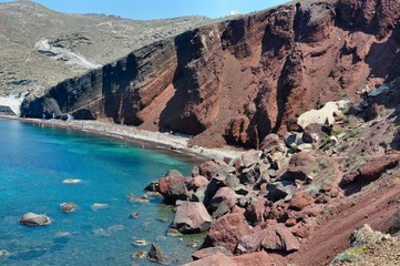 Plage volcanique - Red Beach - Santorin