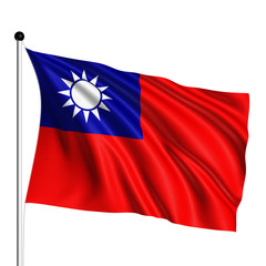 Taiwan flag with fabric structure on white background