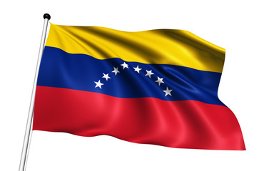 Venezuela flag with fabric structure on white background