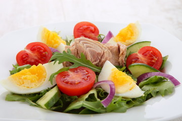 Fresh vegetable salad with tuna