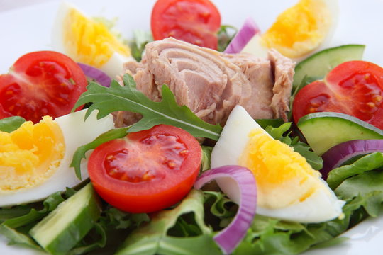 Fresh vegetable salad with tuna