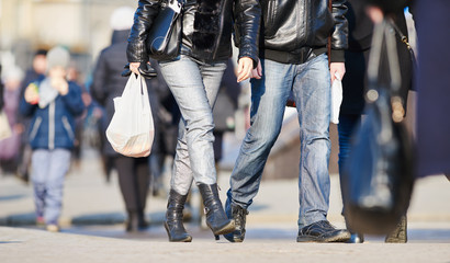 pedestrians moving on the street