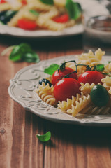 Salad with cold pasta and vegetables