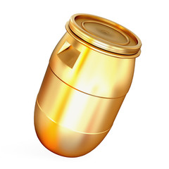 Golden barrel isolated on a white background.