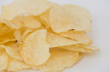 Potato chips isolated on white background