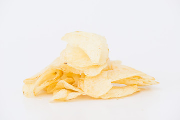 Potato chips isolated on white background