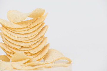 Potato chips isolated on white background
