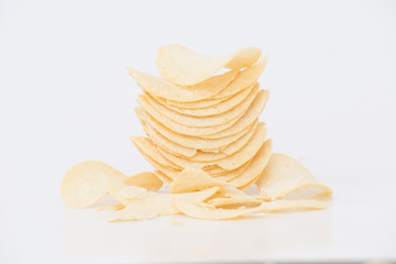 Potato chips isolated on white background