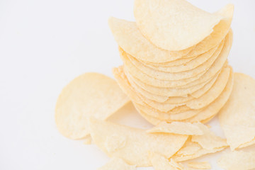 Potato chips isolated on white background