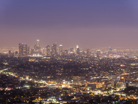 Los Angeles downtown night scene