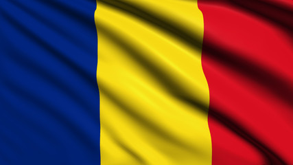 Romania flag with fabric structure