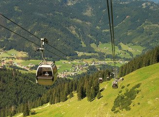 aerial tramway in Allgäu Alps near Oberstdorf, Austria.