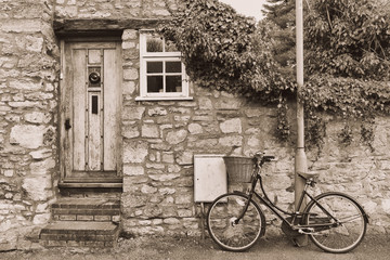 English front cottage with bicycle