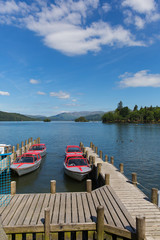 The Lake District Wndermere UK pleasure boats in summer
