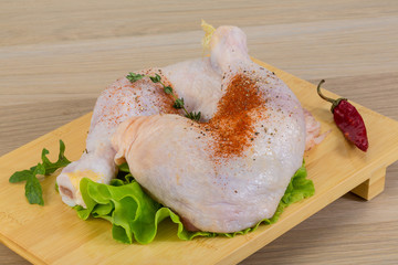 Raw chicken leg