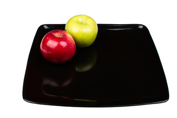 Fruit plate with oranges, apples, lemon