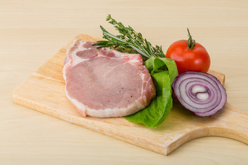 Raw pork steak