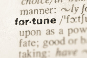 Obraz premium Dictionary definition of word fortune