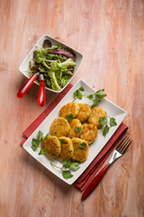 vegetarian meatballs prepared with potatoes and lentils