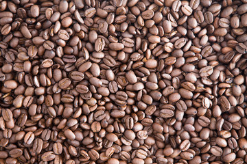 Background texture of roasted coffee beans