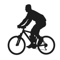 Obraz premium Cyclist on mountain bike. Vector silhouette