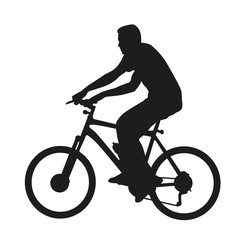 Cyclist on mountain bike. Vector silhouette