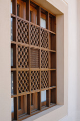 wooden window with beautiful carving