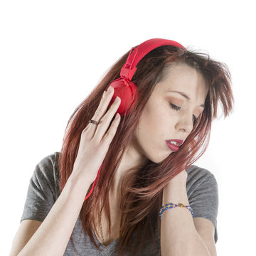 Sensual Woman Listening to Music Using Headphone