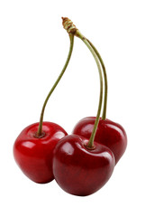 Three red cherries